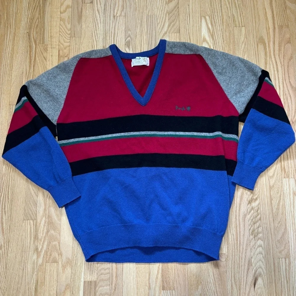 Pringle Sports | Wool V Neck Sweater Pullover Jumper Made in Scotland